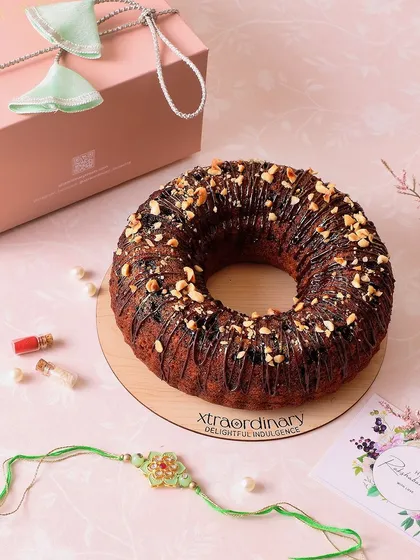 A beautifully presented Nutella Banana Bundt Cake, perfect for your Raksha Bandhan celebrations.