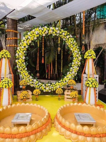 Shanaya Decorations - All-Inclusive Ceremony Packages (Haldi & Mehendi) Signature Ring Backdrops photo 4