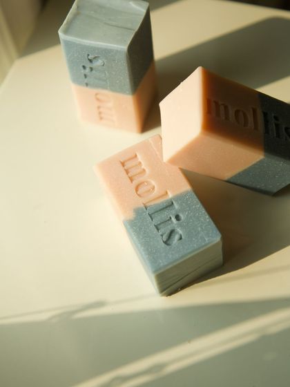 A playful arrangement of the 'Sweet Sage' bars, showing their unique half-and-half design.