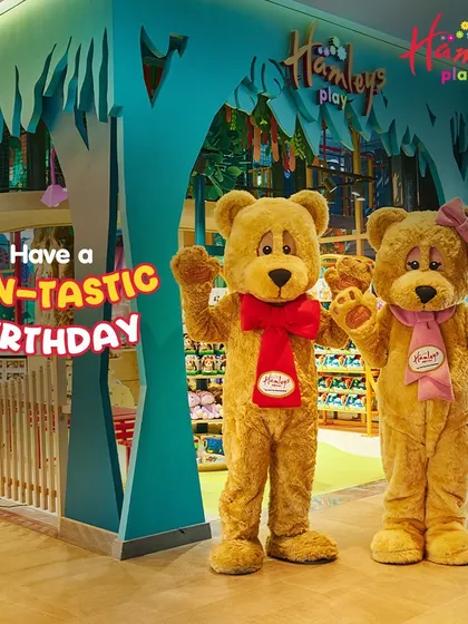 Have a fun-tastic birthday with us! The iconic Hamleys bears are ready to welcome you and your guests for a celebration filled with joy, laughter, and play in a safe and exciting environment.