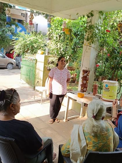 The setting for one of our home-based workshops. We show you how composting can be done neatly and effectively even in a small porch or balcony space.