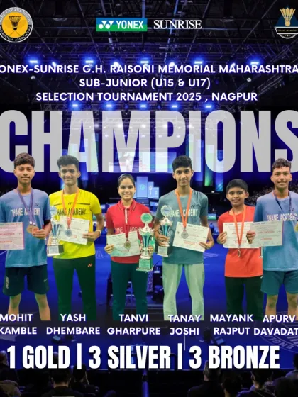Our sub-junior squad after a successful campaign at the Maharashtra Selection Tournament in Nagpur, returning with 7 medals, including a gold for Tanvi Gharpure in Mixed Doubles.