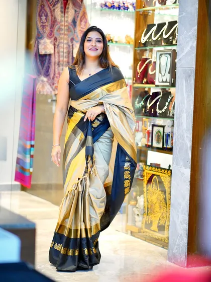 Walking through a boutique in this stunning saree. I believe your style tells a story.