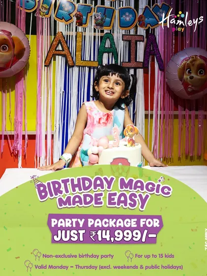Birthday magic made easy and affordable! This all-inclusive party package for up to 15 kids covers the setup, games, and our dedicated Play Pals, so you can relax and enjoy the celebration without any stress.
