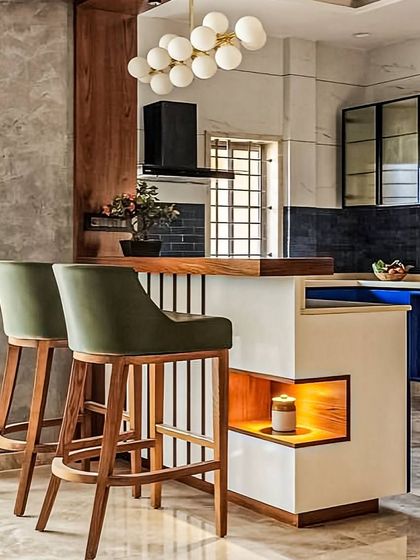 Interiors - Modular Kitchen Design Kitchens with Islands & Breakfast Bars photo 3