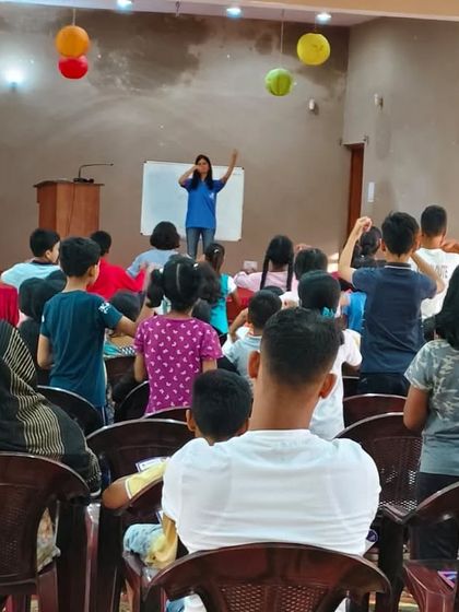 Another view of our interactive session in Ranchi, where children are actively participating in the learning activities.