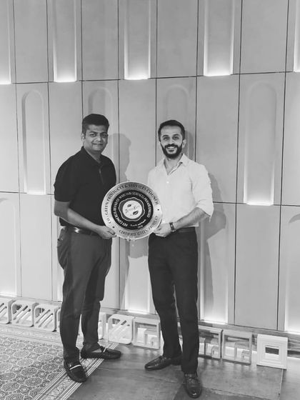 A proud moment, holding an award for our sustainable concrete tiles. This recognizes my commitment to creating beautiful, eco-conscious design solutions that don't compromise on quality.