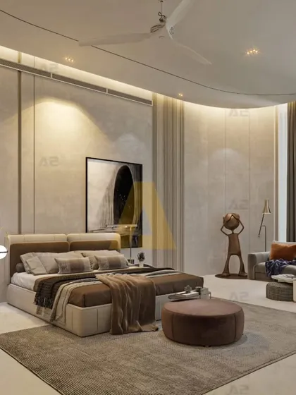 A bedroom should be a personal sanctuary. I designed this space to feel expansive and calm, using a minimal palette, curved architectural details, and soft textures to create an atmosphere of understated luxury and pure comfort.