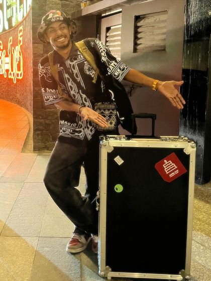 Ready to travel to the next gig. The flight case holds all my gear, and it's been with me on countless journeys across the country.