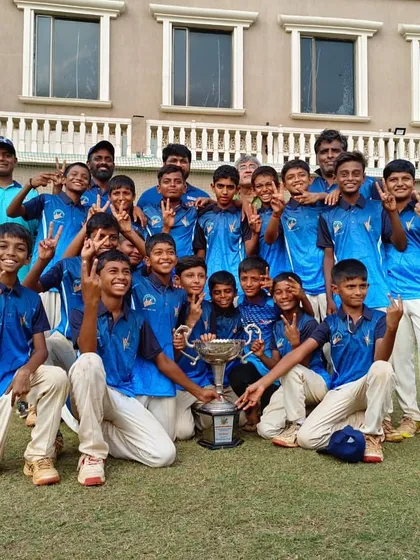 The joy of winning. Our U-12 players celebrating with the Bhaskar Trophy.