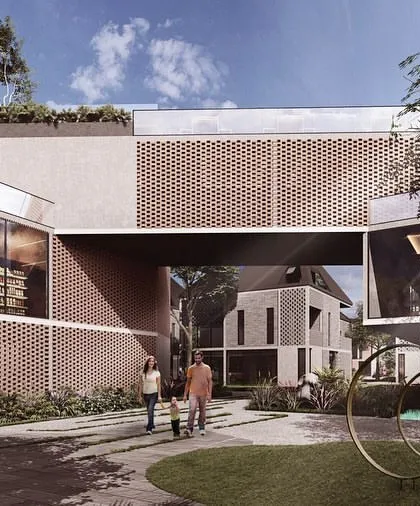 The clubhouse at Kolgaon is the social heart of the masterplan. Its design is a microcosm of the entire project, with different functions like co-working spaces, restaurants, and sports facilities stacked and interwoven, blurring the lines between indoor activities and the surrounding landscape.