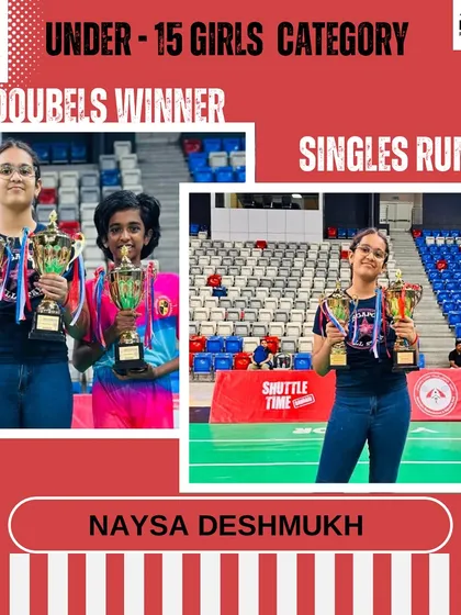 This is what we strive for. I'm incredibly proud of Naysa's performance at the National Level Badminton Tournament in Bahrain, winning the Under-15 Girls' Doubles and securing Runner-Up in Singles.