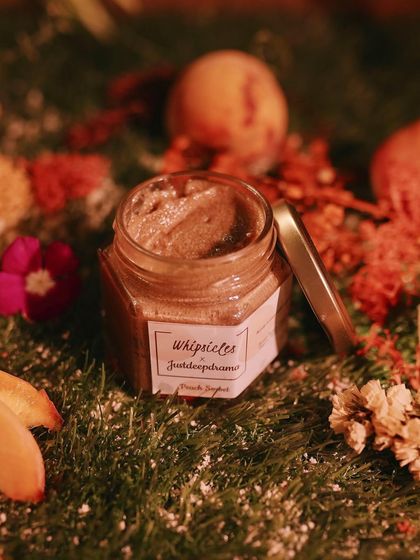 The Peach Sorbet foaming sugar scrub, a luxurious treat to exfoliate and soften the skin.