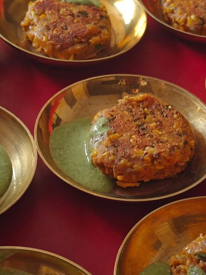 Matki Usal Tikki was the star dish of October. These pan-fried patties made from sprouted moth beans are a delicious and healthy vegetarian starter.