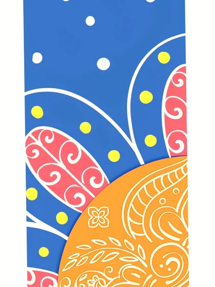 Another variation from the 'Color-blocked Calm' collection, this time using a deep blue and coral pink. I love exploring how different color combinations can change the entire mood of a symmetrical pattern.