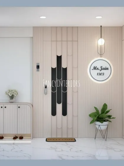 The initial 3D design concept for the entrance, which was chosen by the client. This shows the power of visualization in bringing ideas to life.