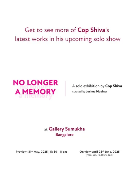 An announcement for my upcoming solo show, 'No Longer A Memory', designed to build anticipation.