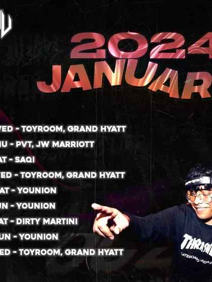 My January 2024 calendar. A solid month of gigs to kick off the year, and I was already excited for what February had to offer.