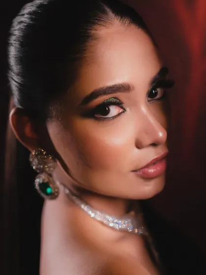 A final, intense close-up. This is the kind of bold, confident look I love to create for evening events.