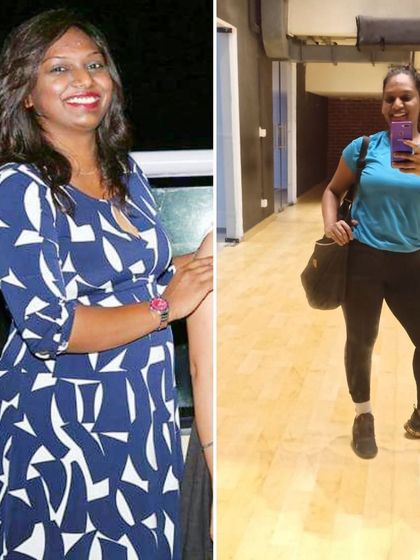 From a fuller figure to a fit and athletic build, this transformation is truly inspiring. This client's selfie in the studio captures her hard-earned results from consistent training and dedication to her fitness journey.