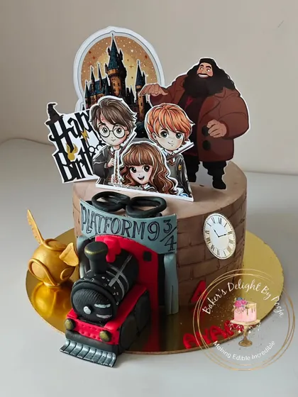 All aboard the Hogwarts Express! This magical cake brings the world of Harry Potter to life, featuring Platform 9¾, the iconic train, and beloved characters. It's the perfect centerpiece for any Potterhead's celebration.