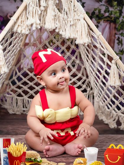 I'm lovin' it! A hilarious and unique McDonald's themed shoot for the little foodie in your family, complete with a custom outfit and props.