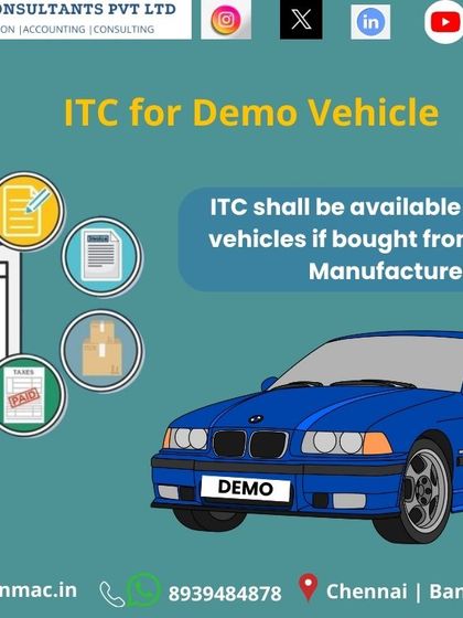 Here is a specific exception to the vehicle ITC rule. Input Tax Credit can be claimed on demo vehicles if they are purchased directly from a vehicle manufacturer, a detail relevant for automobile dealerships.