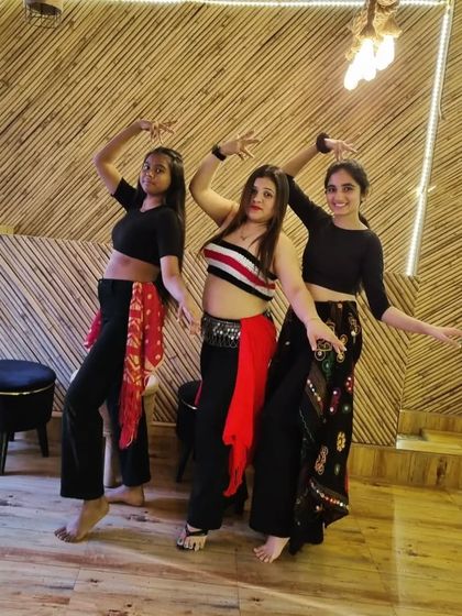 Posing is a performing art in itself. Our Belly Dance students showing off their poses at the Kalkaji studio.
