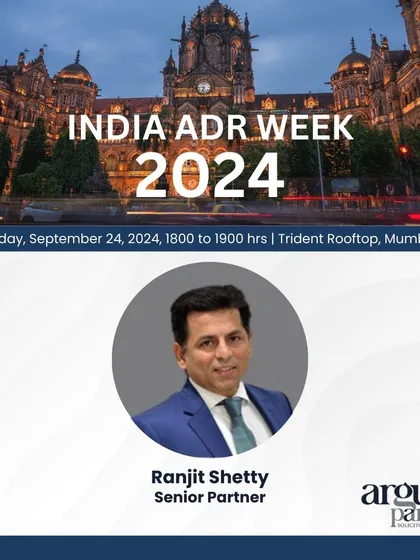 My senior partner Ranjit Shetty speaking at the MCIA India ADR Week in Mumbai, contributing to a discussion on the evolving landscape of arbitration rules.