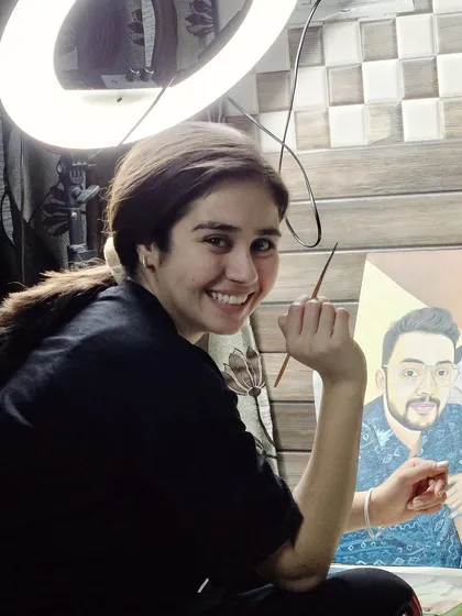 A happy moment during a long sketching session. The joy I feel while creating is something I hope shines through in every piece I make.