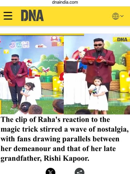 An article from DNA India drawing parallels between the reaction to my magic and Rishi Kapoor.