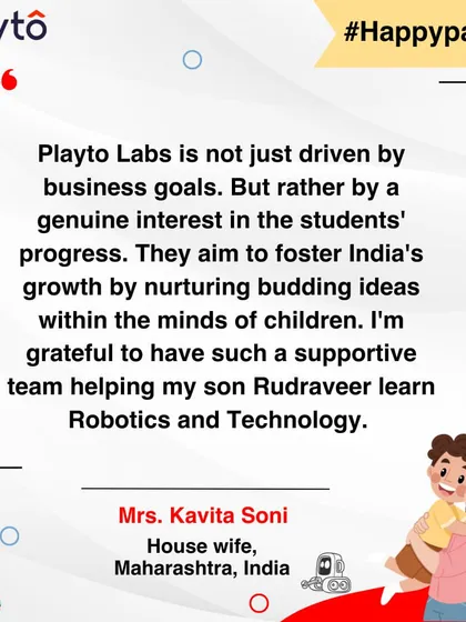 A mother from Maharashtra appreciates that we are driven by a genuine interest in student progress, not just business goals. She feels we are nurturing budding ideas and helping build India's future.