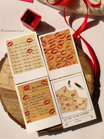 Here’s a full set of my Valentine's Day polaroids, featuring lipstick prints, love letters, and music player designs. Each one is a tiny, romantic story.