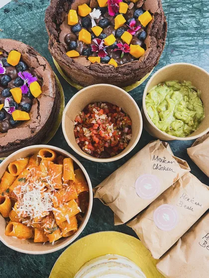 An order featuring our flourless chocolate cakes and Rigatoni Alla Vodka. It's the perfect combination for a special dinner at home.