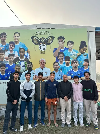 Our management and players with a member of the Kerala Blasters team. These interactions are priceless for our aspiring footballers.