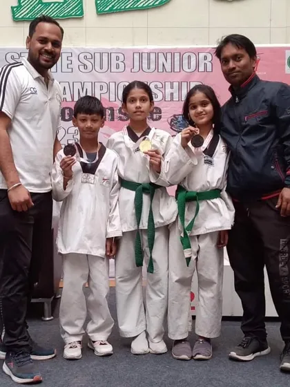 Our sub-junior medalists from the 38th Delhi State Championship, showing off their hard-earned medals.