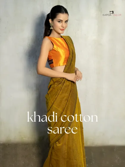 Breezy, breathable, and beautiful. This Khadi cotton saree is my top pick for sunny days and summer soirees, offering a look that is light on the body but rich in character.