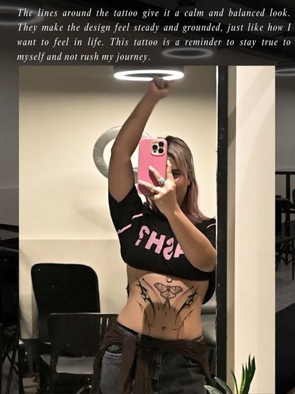 "This tattoo is a reminder to stay true to myself and not rush my journey." A happy client celebrating her new, meaningful ink.