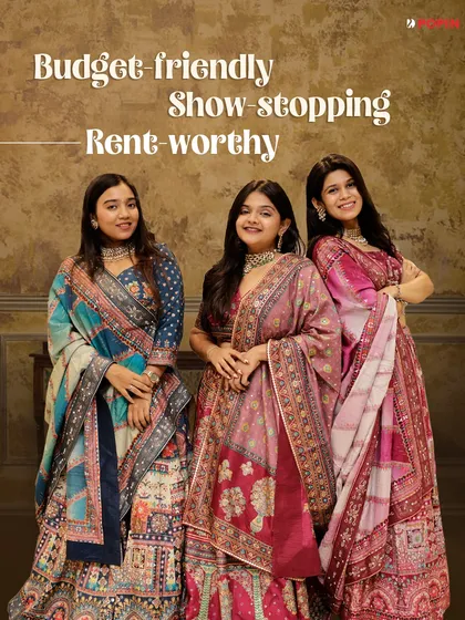 Getting the whole squad ready for a wedding is my specialty. I have a huge collection of coordinated and complementary lehengas so your entire bridesmaid team can look stunning together. Why buy multiple outfits when you can rent show-stopping looks for everyone?