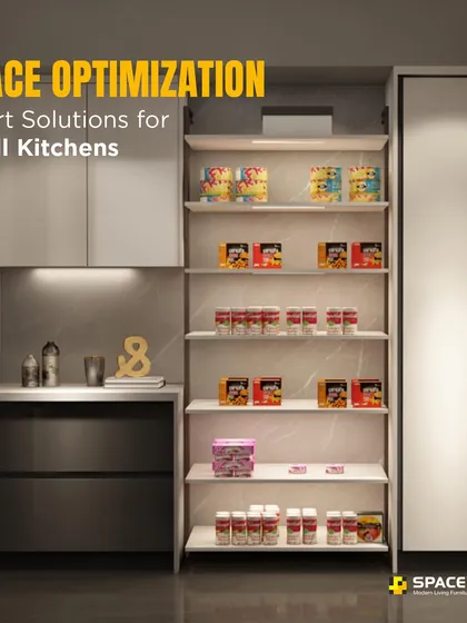 Even small kitchens can have amazing storage. This design shows a slim, full-height pantry with open, illuminated shelving, providing smart and accessible storage that optimizes a compact space without feeling bulky.
