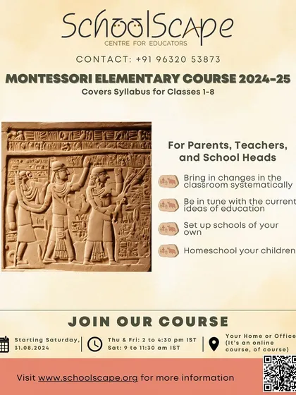 This poster for our Montessori Elementary Course highlights its benefits for parents, teachers, and school heads. Learn to implement systematic changes, stay current with educational ideas, or even homeschool your children effectively.