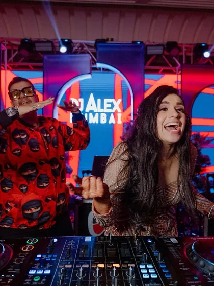 The bride and I sharing a moment of celebration at the DJ booth. Her energy was amazing.