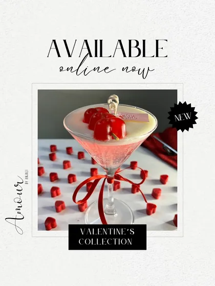 My Valentine's Collection is now available online. This Love Martini candle, with its floating red hearts, is a new and unique way to say 'I love you'.