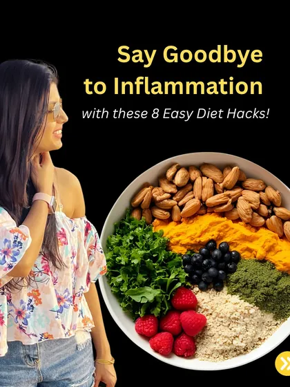 Inflammation is a hidden villain behind weight gain, acne, and low energy. I've put together 8 easy diet hacks to help you beat inflammation naturally.