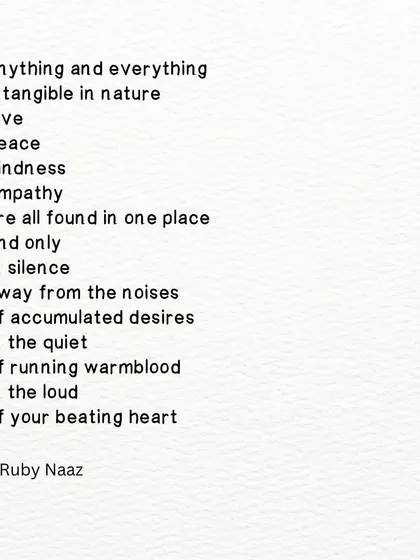 A poem about finding love, peace, and kindness in the silence of your own beating heart, away from the noise of the world.
