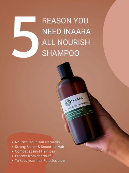 Here are 5 reasons you need my All Nourish Shampoo. It nourishes naturally, gives you stronger and shinier hair, combats hair loss, protects from dandruff, and keeps your hair follicles clean without any harsh chemicals.