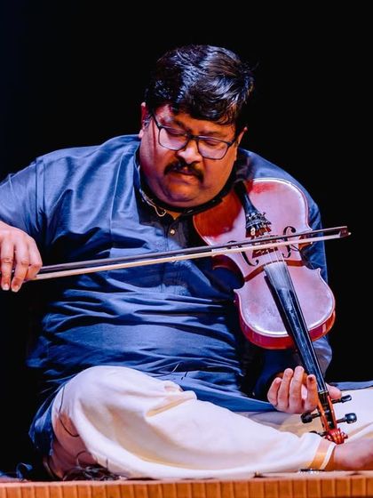 The brilliant Ajay Prasanna on violin during the 'Abhivandanam' concert. His soulful playing added such an intense and beautiful energy to the performance.
