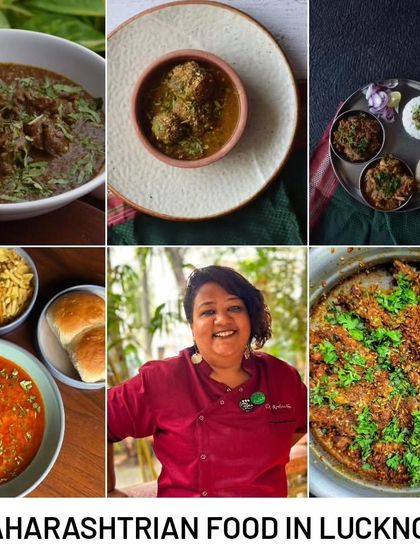 A collage showcasing the Maharashtrian food I brought to Lucknow. From Batata Vada and Misal to Pandra Rassa and Mutton Saoji, it was a journey through the different flavours of my home state.