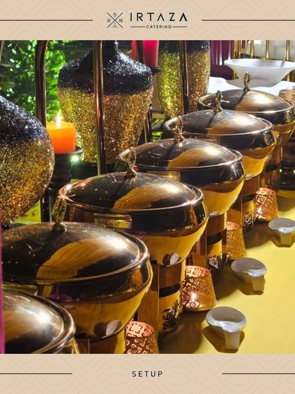 Another angle of our black and gold themed setup, showing the cohesive and luxurious look it brings to an event.