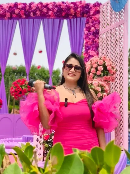 Pretty in pink for a Haldi ceremony at Anantum Gateway Resorts, Jim Corbett. The purple and pink decor was a unique and beautiful choice for a Haldi function.